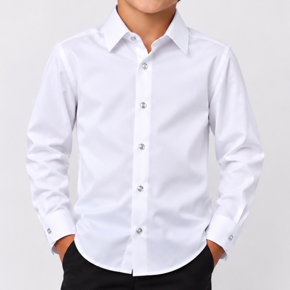 Black n Bianco Boys White Slim Fit Dress Shirt Bamboo Blend Size 16 NWT
